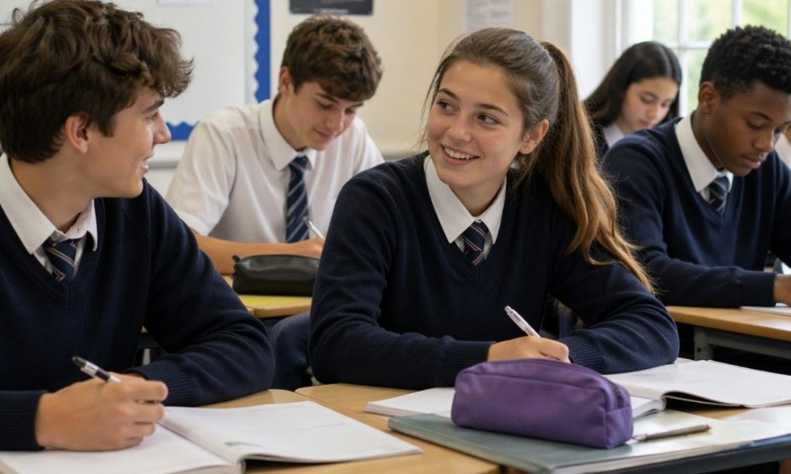 Photo of school children at their desks during a lesson